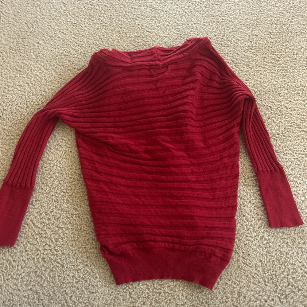 a.n.a Off-the-Shoulder Ribbed Red Sweater